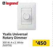 Legrand Ysalis Universal Rotary Dimmer 300W, 4 x 2, White