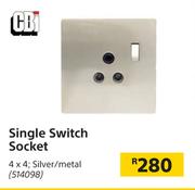 CBI Single Switch Socket 4 x 4, Silver/Metal