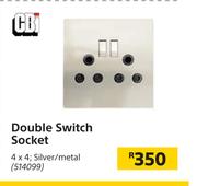 CBI Double Switch Socket 4 x 4, Silver/Metal