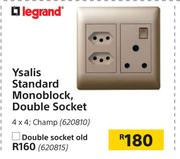 Legrand Ysalis Standard Monoblock, Double Socket 4 x 4, Champ