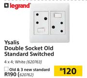 Legrand Ysalis Double Socket Old Standard Switched 4 x 4, White