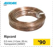 Aberdare Ripcord 0.5mm, 2 Core, 20m, Transparent