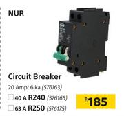 Nur Circuit Breaker 63 Amp, 6 Ka