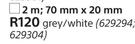PVC Trunking Half Moon, Grey/White 2m, 70mm x 20mm