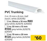 PVC Trunking Half Moon, White 2m, 25mm x 8mm