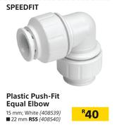 Speedfit Plastic Push Fit Equal Elbow (White) 15mm