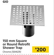GIO 150mm Square Or Round Retrofit Shower Trap Chrome