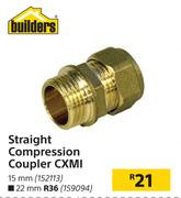 Builders Straight Compression Coupler CXMI 15mm