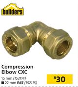 Builders Compression Elbow CXC 22mm