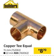 Builders Copper Tee Equal 15mm