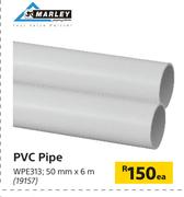 Marley PVC Pipe WPE313-50mm x 6m Each
