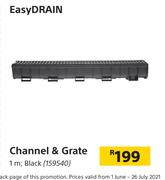 Easy Drain Channel & Grate Black 1m