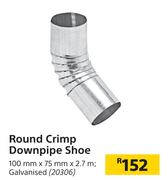 Round Crimp Downpipe Shoe Galvanised-100mm x 75mm x 2.7m