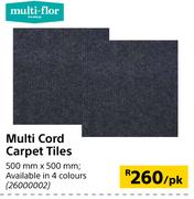 Multi-Flor Multi Cord Carpet Tiles 500mm x 500mm-Per Pk