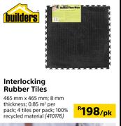 Builders Interlocking Rubber Tiles 465mm x 465mm-Per Pk