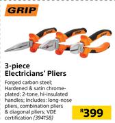 Grip 3 Piece Electrician's Pliers