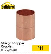 Builders Straight Copper Coupler 22mm