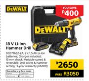 DeWalt 18V Li-Ion Hammer Drill DCD77652-ZA