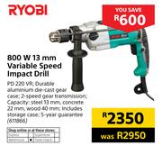 Ryobi 800W 13mm Variable Speed Impact Drill