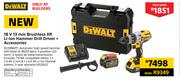 DeWalt 18V 13mm Brushless XR Li-Ion Hammer Drill Driver + Accessories