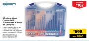 Alpen 30 Piece Combo Drill, Screwdriver & Wood Bit Drill Sets