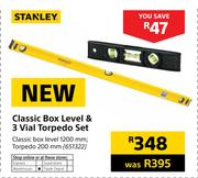 Stanley Classic Box Level & 3 Vial Torpedo Set