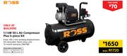 Ross 1.1 KW 50Ltr Air Compressor Plus 5-Piece Kit