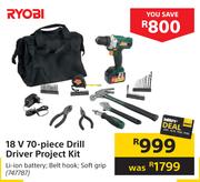 Ryobi 18V 70 Piece Drill Driver Project Kit