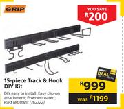 Grip 15 Piece Track & Hook DIY Kit