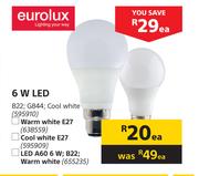 Eurolux LED A60 6W, B22, Warm White-Each