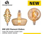 Design House 8W LED Filament Globes-Each