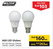 Major Tech A60 LED Globes-Each