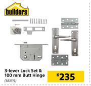 Builders 3 Lever Lock Set & 100mm Butt Hinge