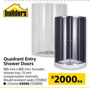 Builders Quadrant Entry Shower Doors-885mm x 885mm Each