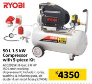 Ryobi 50L 1.5Kw Compressor With 5 Piece Kit