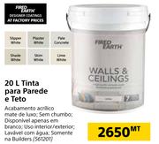 Fired Earth 20L Tinta para Parede e Teto