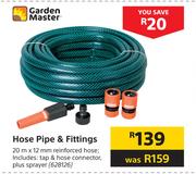 Garden Master Hose Pipe & Fittings Including Tap & Hose Connector Plus Sprayer
