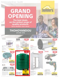 Builders Thohoyandou : Grand Opening (28 June - 1 July 2018), page 1