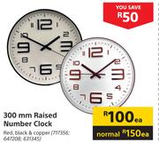 300mm Raised Number Clock-Each