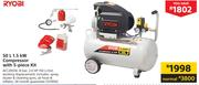 Ryobi 50L 1.5KW Compressor With 5 Piece Kit