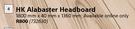 HK Alabaster Headboard 1800mm x 40mm x 1360mm