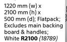 Home & Kitchen Standard Built In Cupboard (White) 1220mm(w) x 2100mm(h) x 500mm(d)