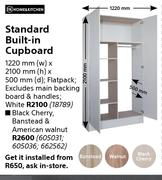 Home & Kitchen Standard Built In Cupboard (White) 1220mm(w) x 2100mm(h) x 500mm(d)