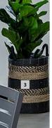 Striped Seagrass Basket Medium-Each