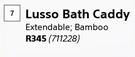 Lusso Bath Caddy Extendable Bamboo