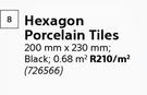 Hexagon Porcelain Tiles 200mm x 230mm-Per Sqm