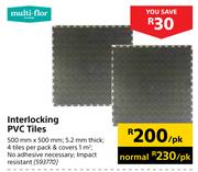 Multi Flor Interlocking PVC Tiles-500mm x 500mm Per Pack