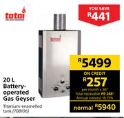 Totai 20L Battery Operated Gas Geyser