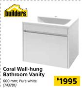 Builders Coral Wall Hung Bathroom Vanity 600mm