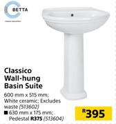 Betta Classico Wall Hung Basin Suite-600mm x 515mm